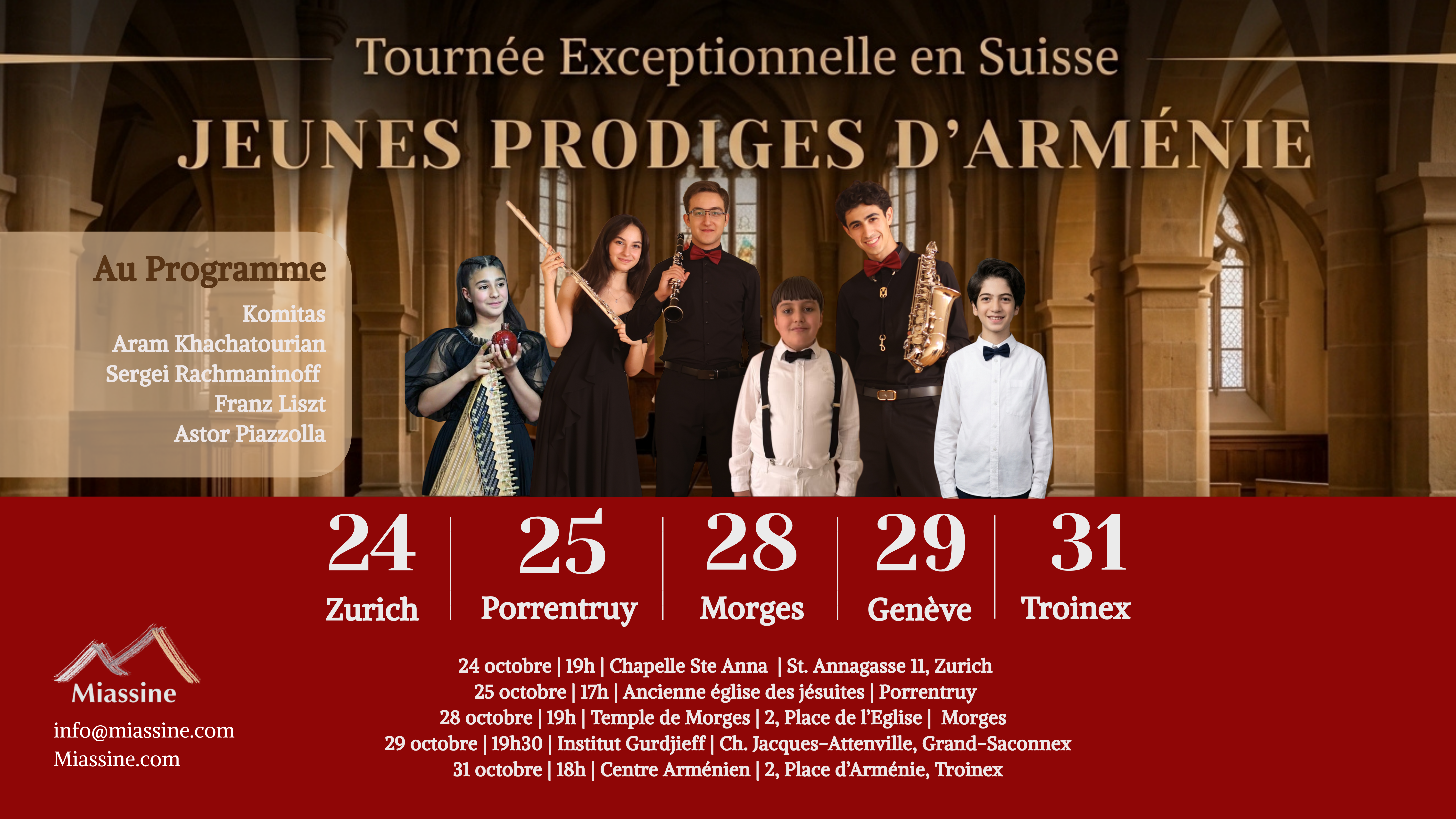 Tournée Exceptionnelle – Jeunes Prodiges d’Arménie en Suisse