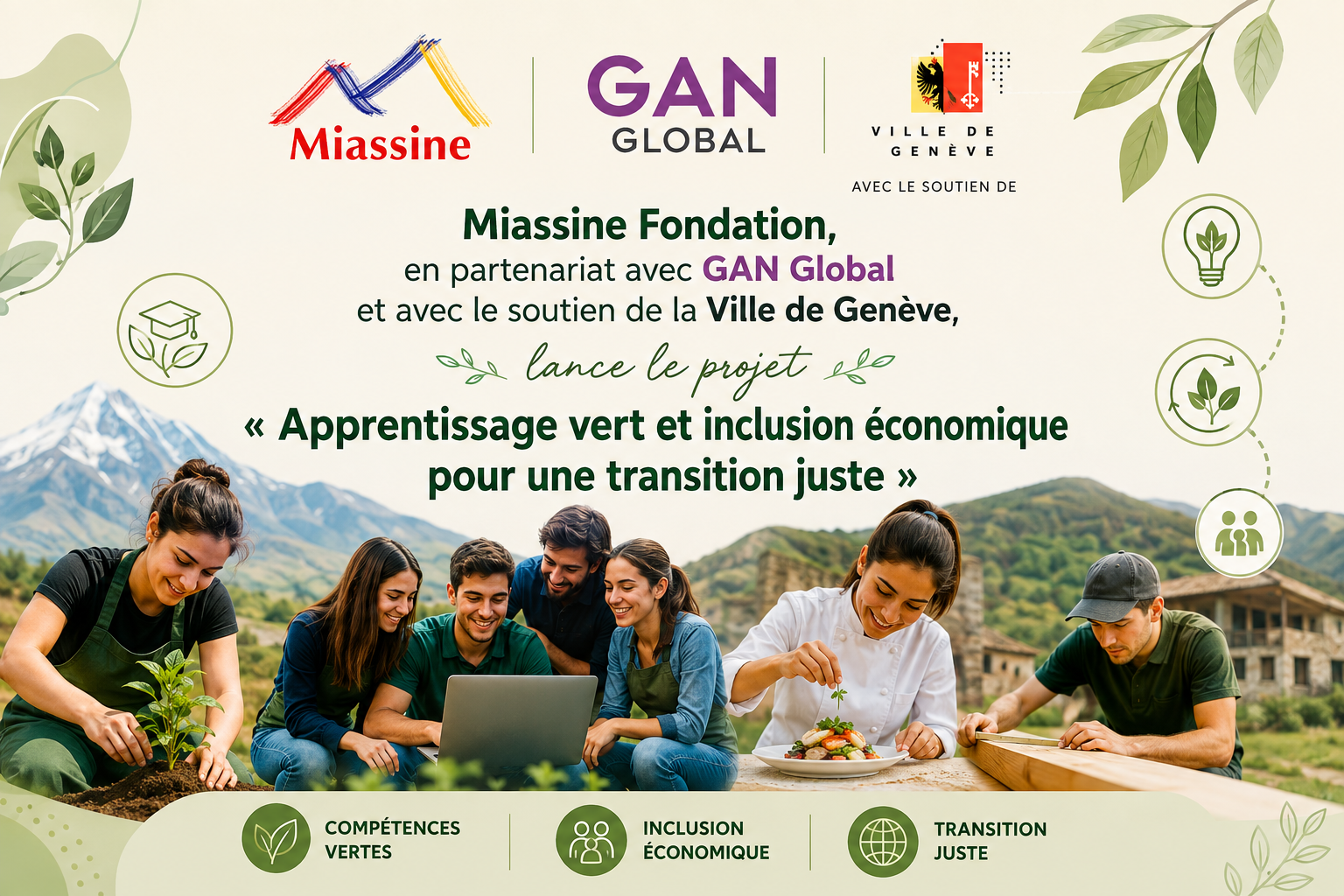 En route vers la COP17 : Miassine, GAN Global et la Ville de Genève lancent un programme d'apprentissage vert pour les jeunes d'Arménie
